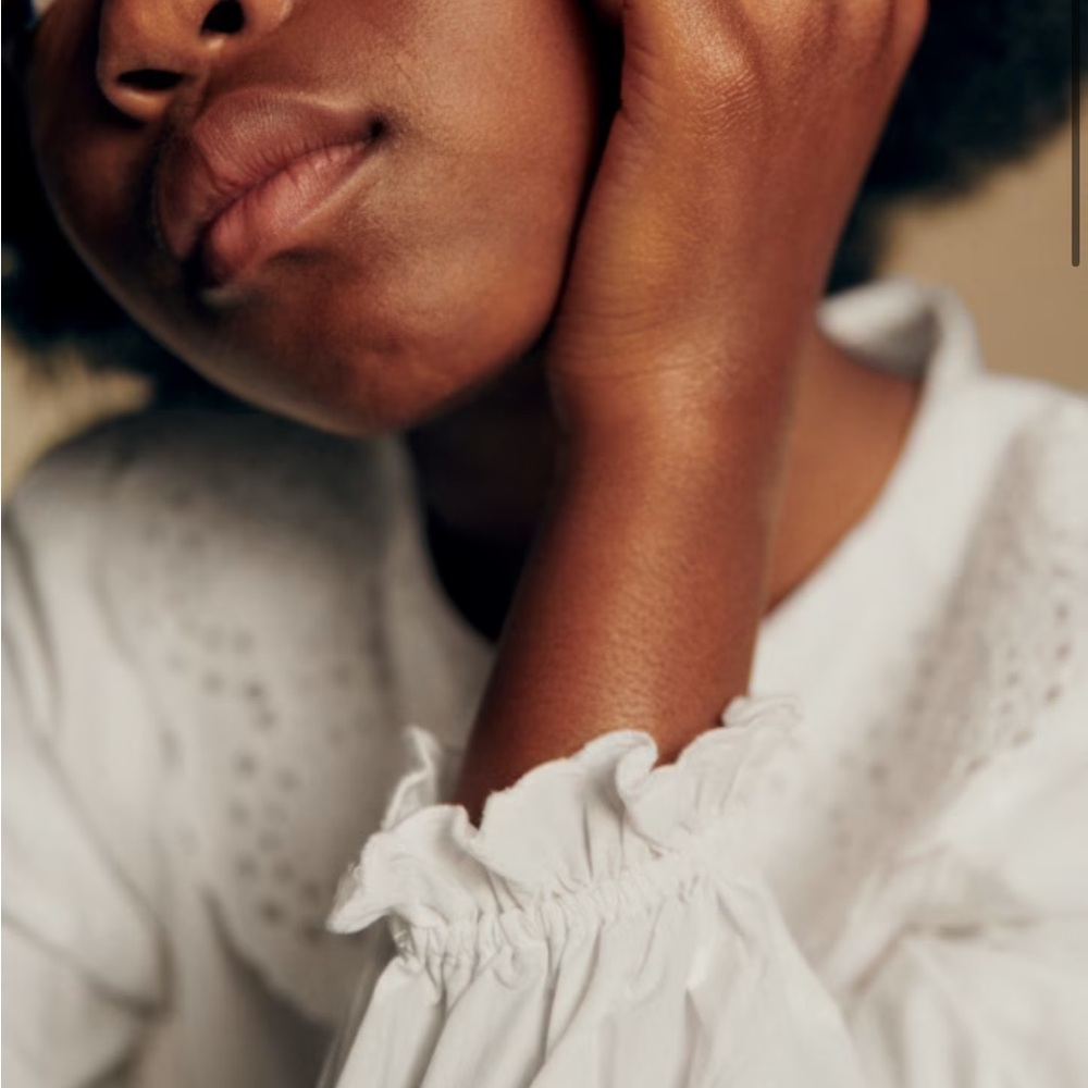 Sezane White Kids Blouse with Eyelet Collar - Picture 3 of 5